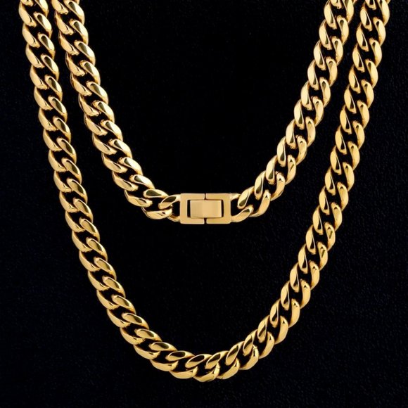 18K Titanium Gold Electro PVD Plating Necklace. Size 22in and 24in - Picture 1 of 4